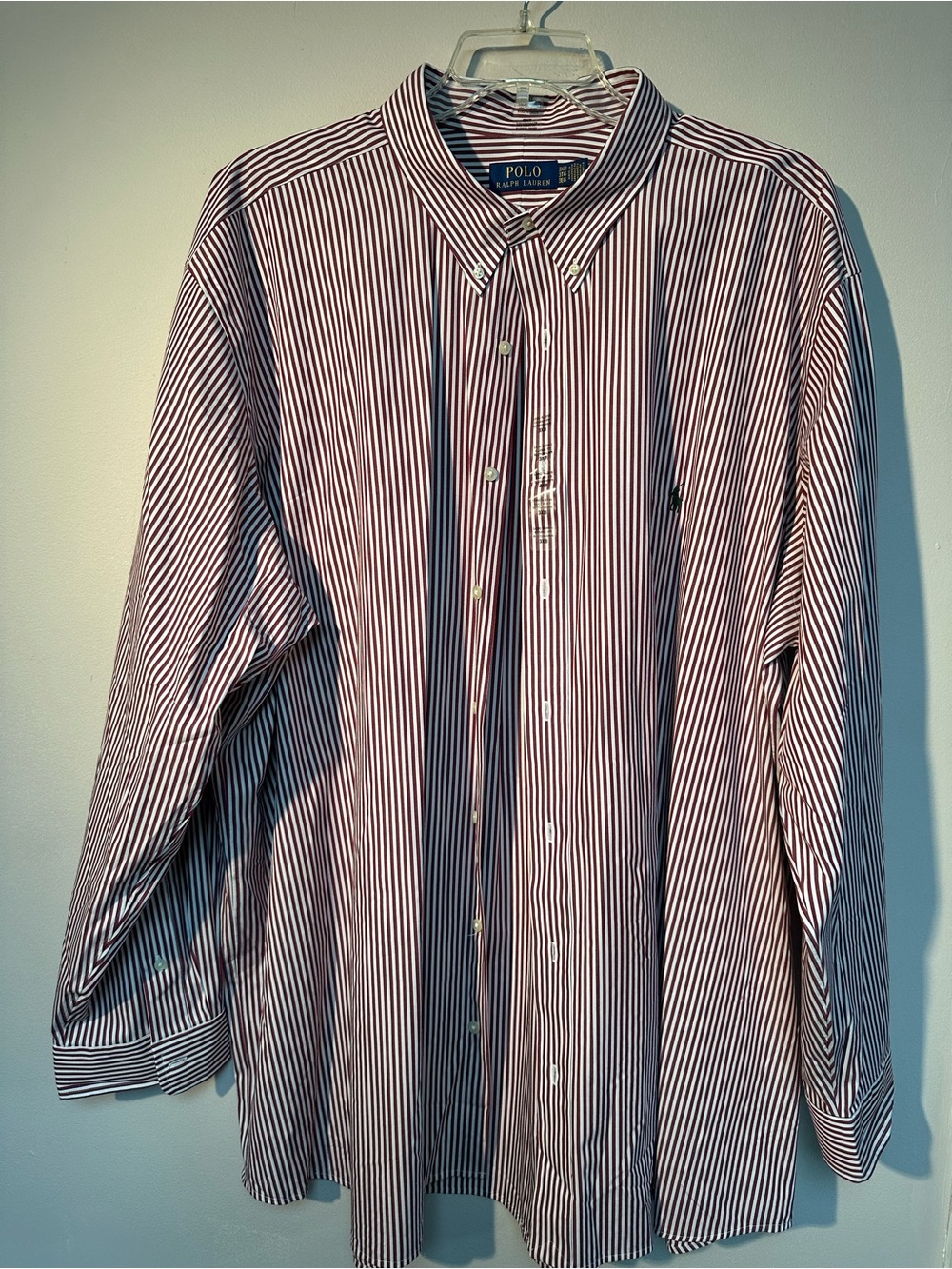 Polo by Ralph Lauren Men's Maroon & White Striped Button-Down Shirt